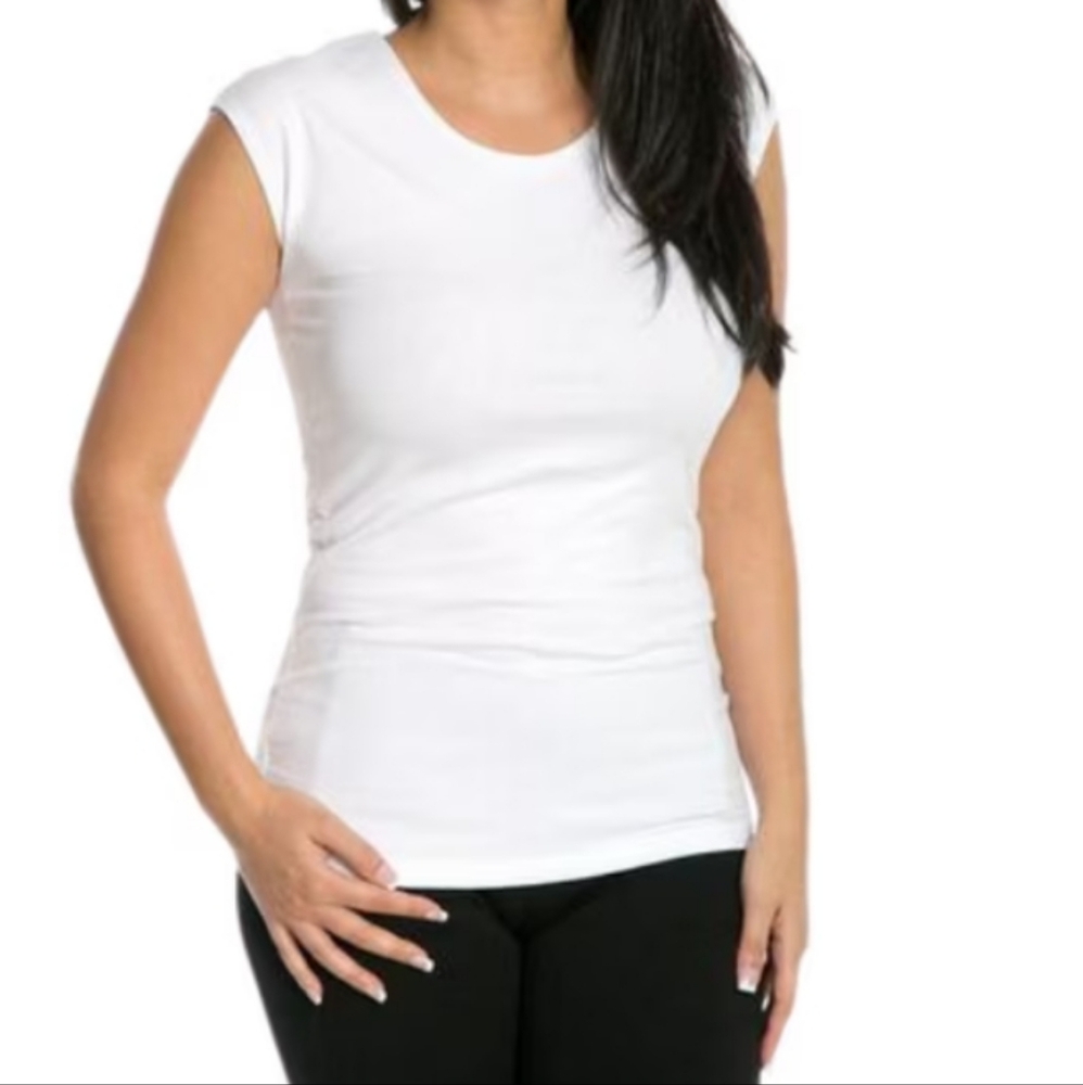 SHADE Scoop Neck White Cap Sleeve Tee XXL